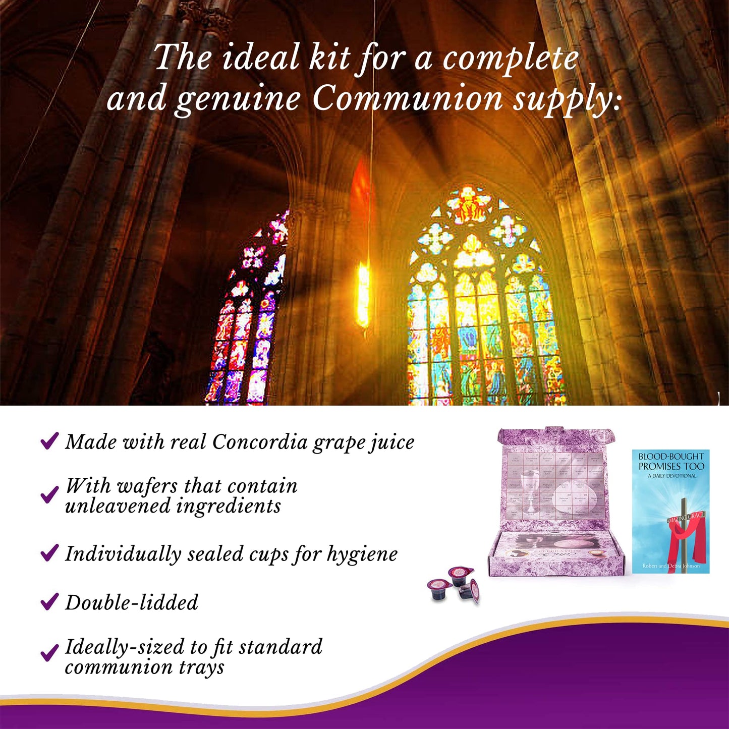 Celebration Cup, Grape Juice And Wafer Communion Cups Set With A 30-Day Devotional, Pack Of 30