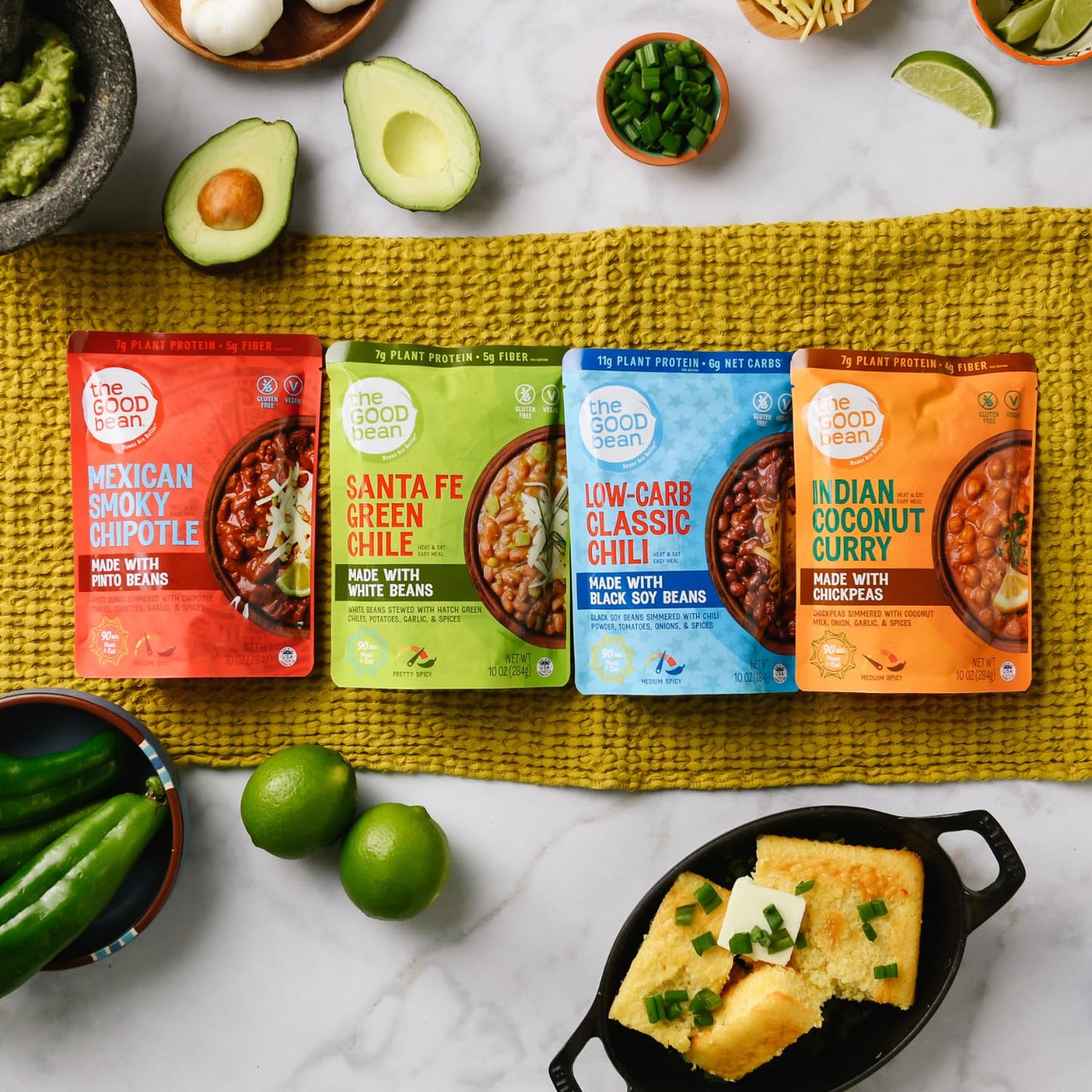 The Good Bean Heat And Eat Pouch - Mexican Smoky Chipotle - (4 Pack) 10 Oz Pouch - Simmered Pinto Beans With Chipotle Chilies - Pre-Cooked Beans With Good Source Of Plant Protein And Fiber