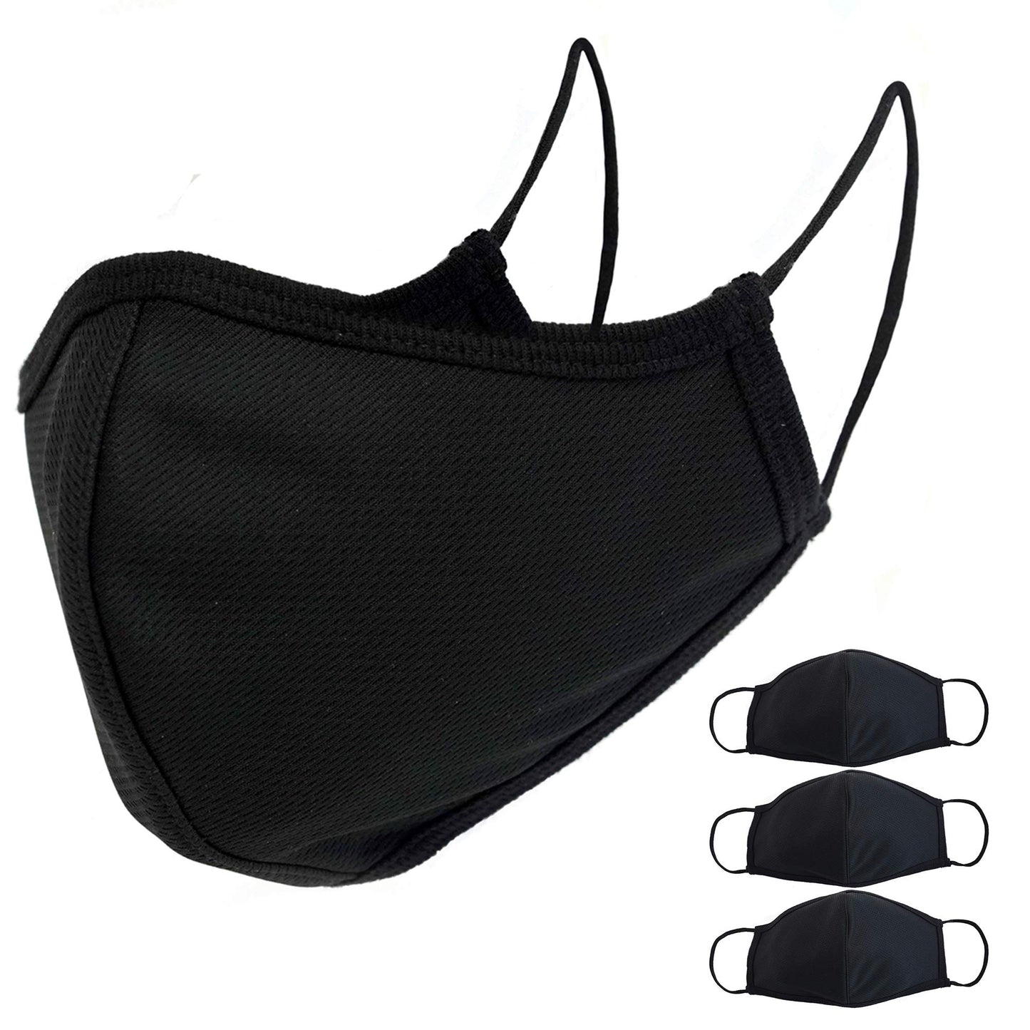 Enerplex Comfort 3-Ply Reusable Face Mask - Breathable, Fully Machine Washable Masks For Home Office Work Outdoors - Large (3-Pa