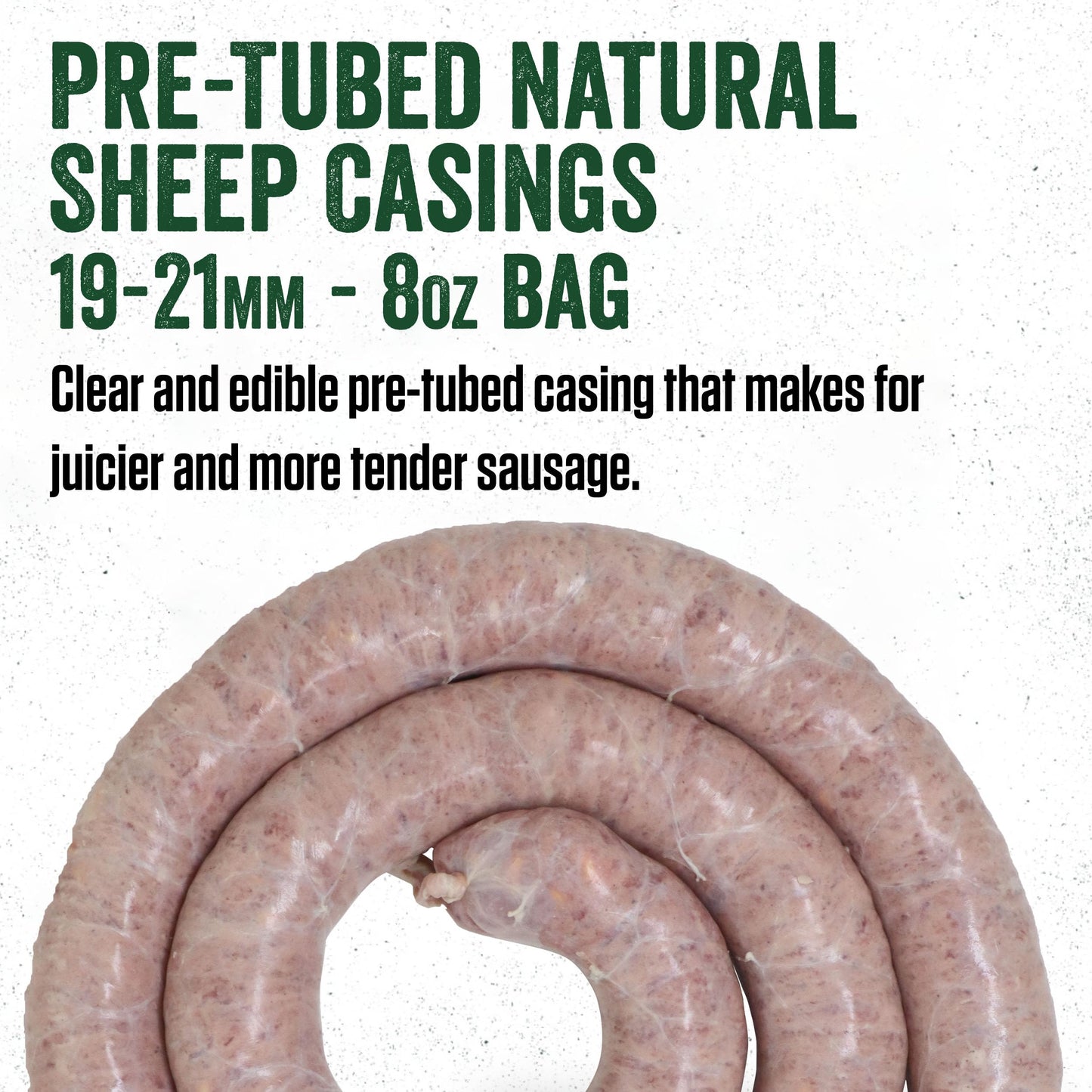 Lem Products Pre-Tubed Natural Sheep Casings, 19-21Mm, Edible Sausage Casings, Stuffs Approximately 20-25 Pounds, Great For Snack Sticks, Breakfast Sausage Links, And More, 6.7 Ounce Package