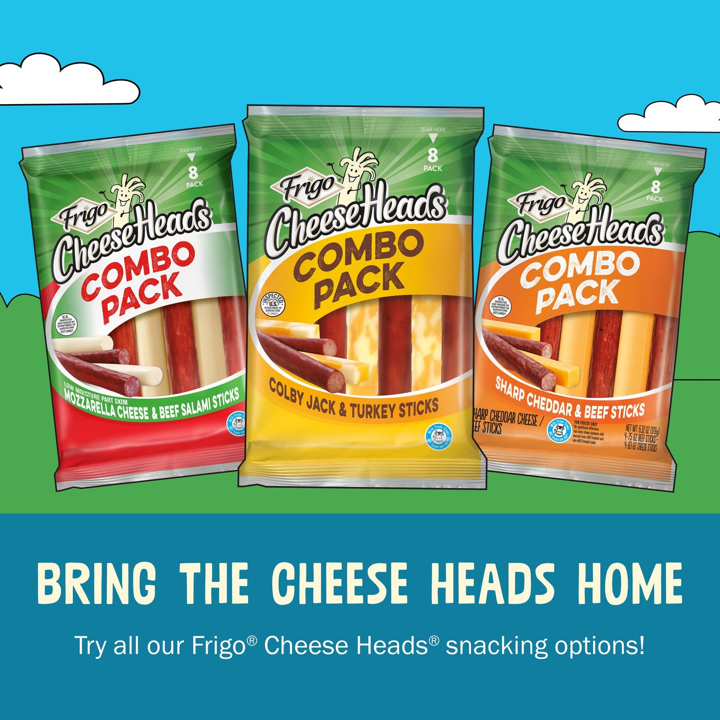 FrigoCheese Heads, Sharp Cheddar Cheese Sticks and Beef Sticks, 8 ct