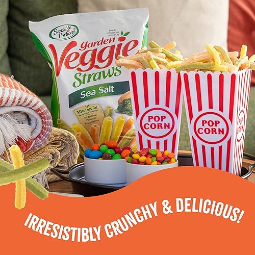 Sensible Portions Garden Veggie Snacks - Veggie Straws, Gluten Free, Snack Size Sea Salt, 1 Oz (Pack of 24)