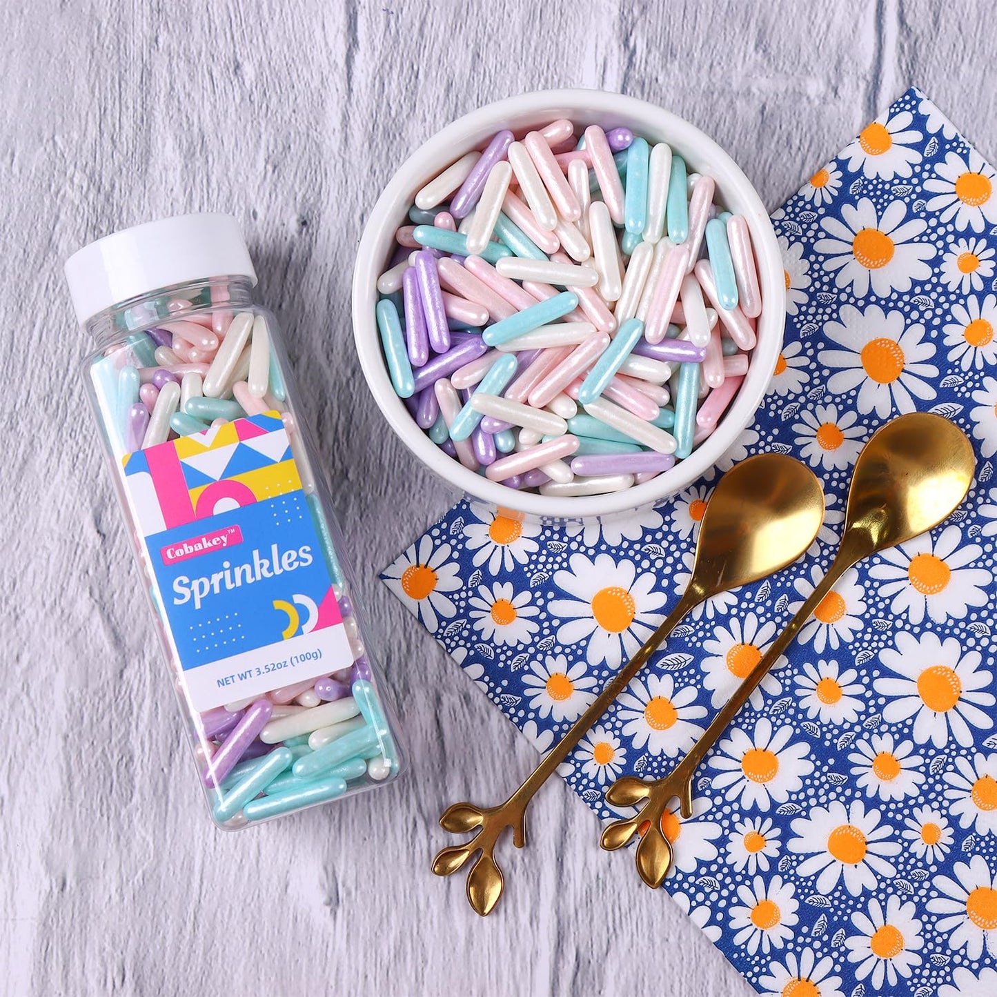 Sprinkles For Cake Decorating 4.2 Ounce Edible Sugar Rods Sprinkles For Cookie Decorating, Cupcake Topper, Ice Cream, Candy, Cho