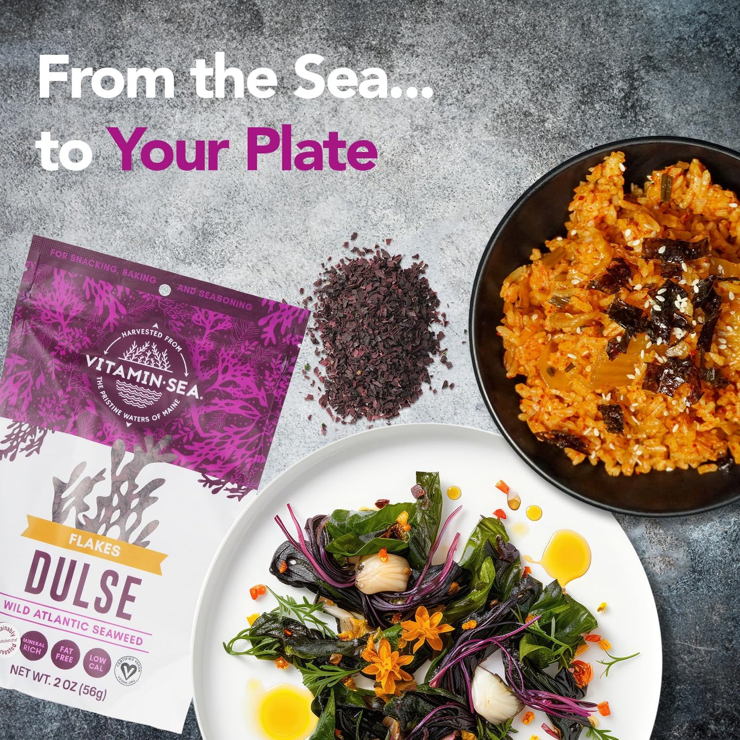 VITAMINSEA Dulse Dried Sea  | Wild North Atlantic | Rich in Vitamins & Minerals | Granules | 8 Ounce
