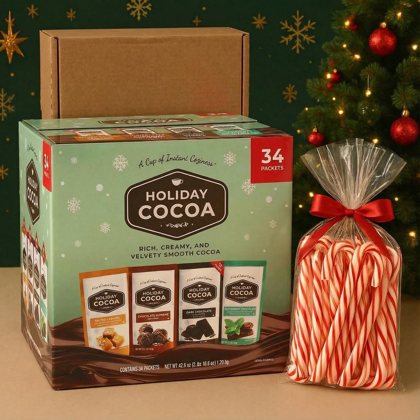 Cocoa Classsics Hot Cocoa Mix Variety Pack with Chocolate Supreme, Dark Chocolate, Salted Caramel, Mint Flavors, 34 Count