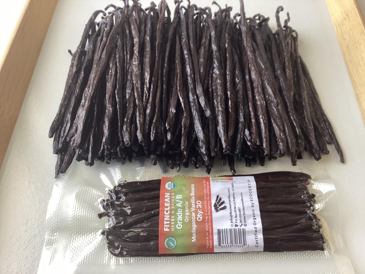 FITNCLEAN VANILLA 30 Organic Madagascar Vanilla Beans Grade A/B - 5-7 Fresh Whole Non-GMO Pods, USDA Certified Organic