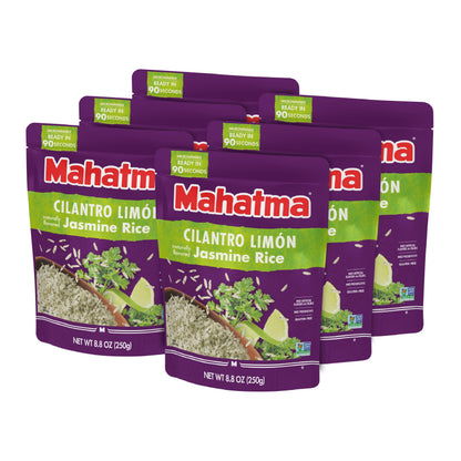 Mahatma Ready to Heat Cilantro Lim  n-Flavored Jasmine Rice, Precooked Rice, Microwaveable in 90 Seconds, 8.8 Ounces, Pack of 6