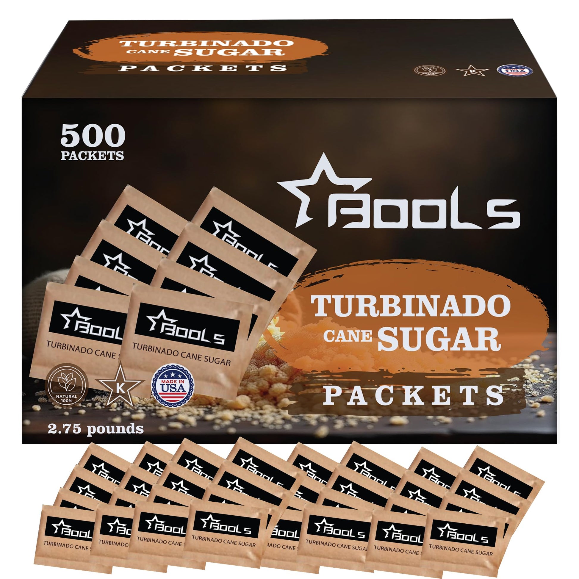 Generic Raw Sugar Packets – Individually Wrapped Turbinado Cane Sugar – 500 Count – Perfect for Coffee and Tea
