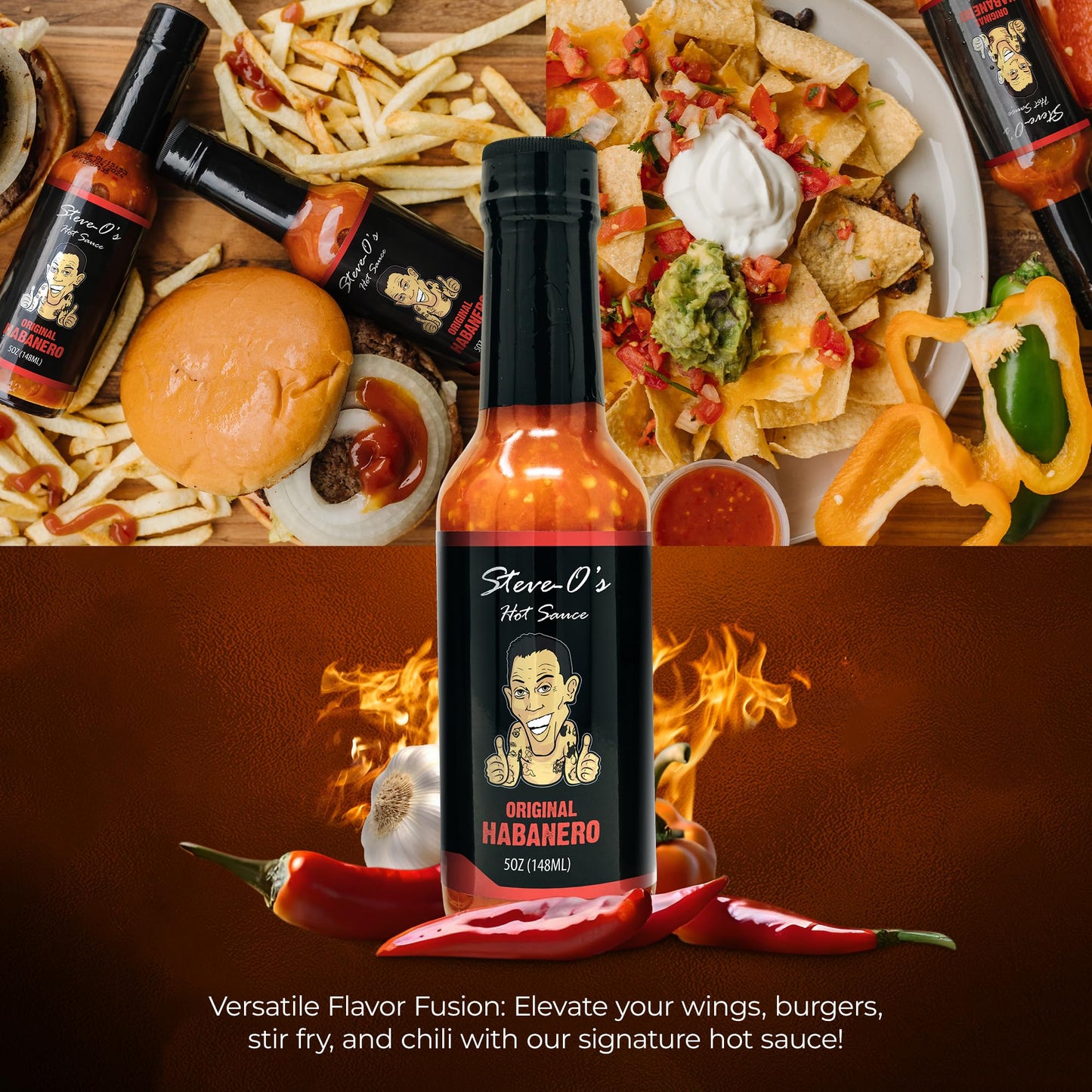 Steve-O'S Habanero Hot Sauce | Spicy Garlic Habanero For Tacos, Burgers, Nachos, Eggs & Bbq (5 Fl Oz, 12 Pack)