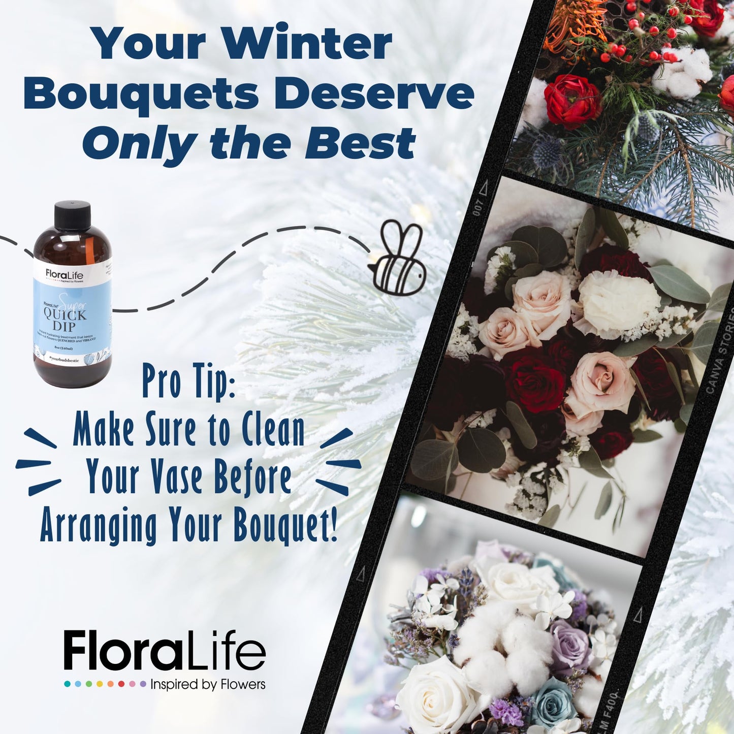 Floralife Quick Dip - Instant Hydrating Treatment Solution For Preserving Fresh-Cut Flowers - 8Oz