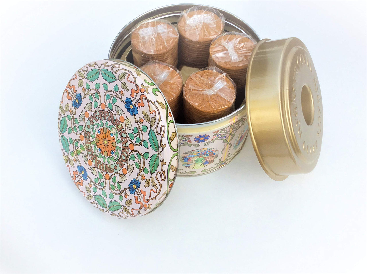 Nyakers Swedish Original Ginger Snaps Cookies 26.4 Oz. Gingersnaps In Botanical Mail Safe Tin - Gifts For Christmas, Birthday, Or Holiday