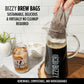 Bizzy Organic Cold Brew Coffee | Dark & Bold Blend | Coarse Ground Coffee | Dark Roast | Micro Sifted | Specialty Grade | 100% Arabica | Brew Bags | 12 Count | Makes 42 Cups