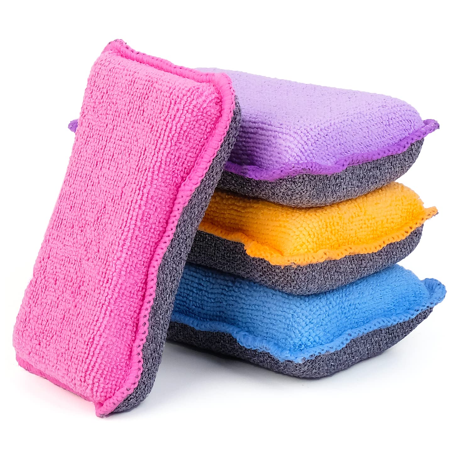 Upstar Microfiber Scrubber Sponge, Non-Scratch Kitchen Scrubbies, Dishwashing And Bathroom Sponges, Size L Pack Of 4