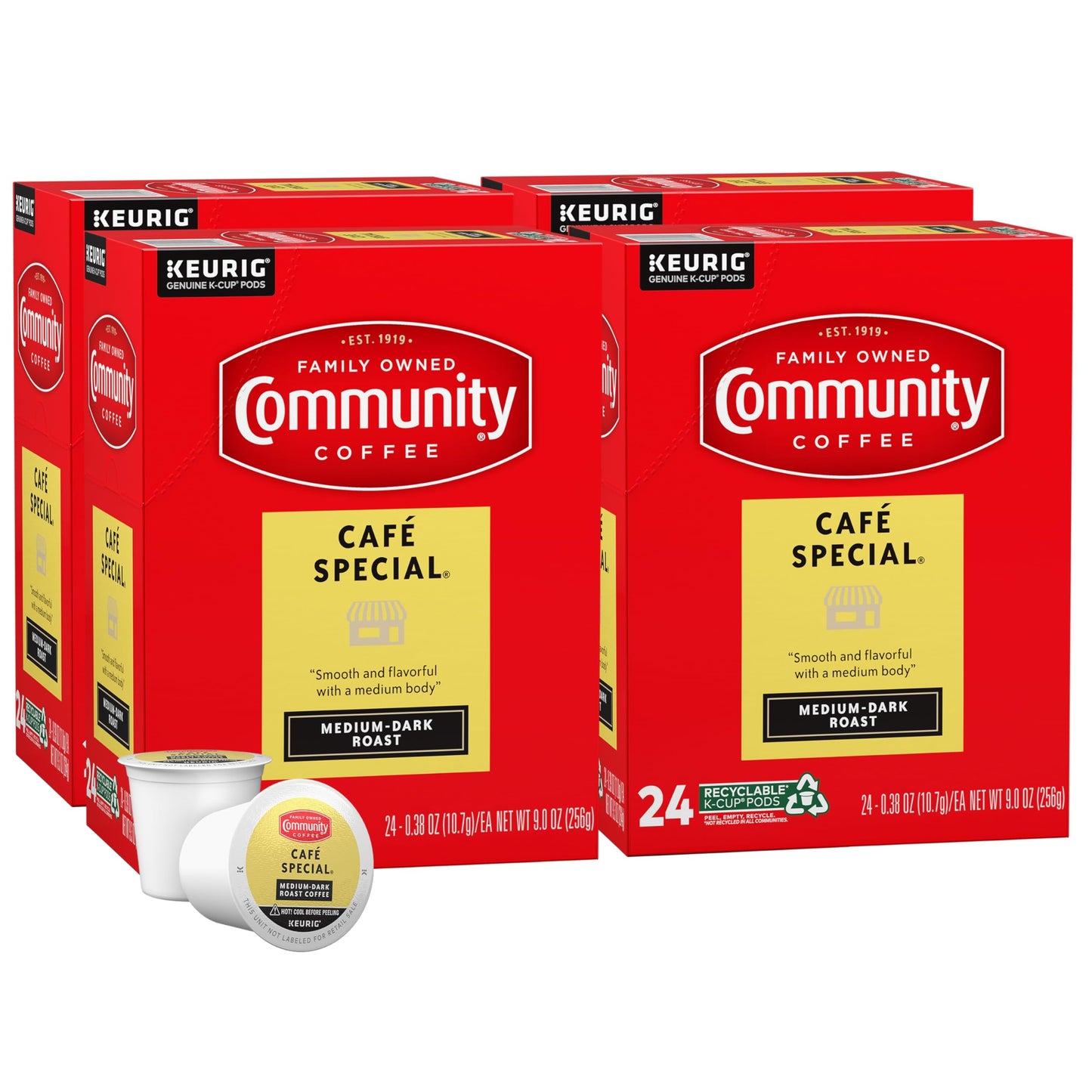 Community Coffee Caf   Special Medium Dark Roast, 96 Single-Serve Keurig K-Cup Pods, 24 Count (Pack of 4)
