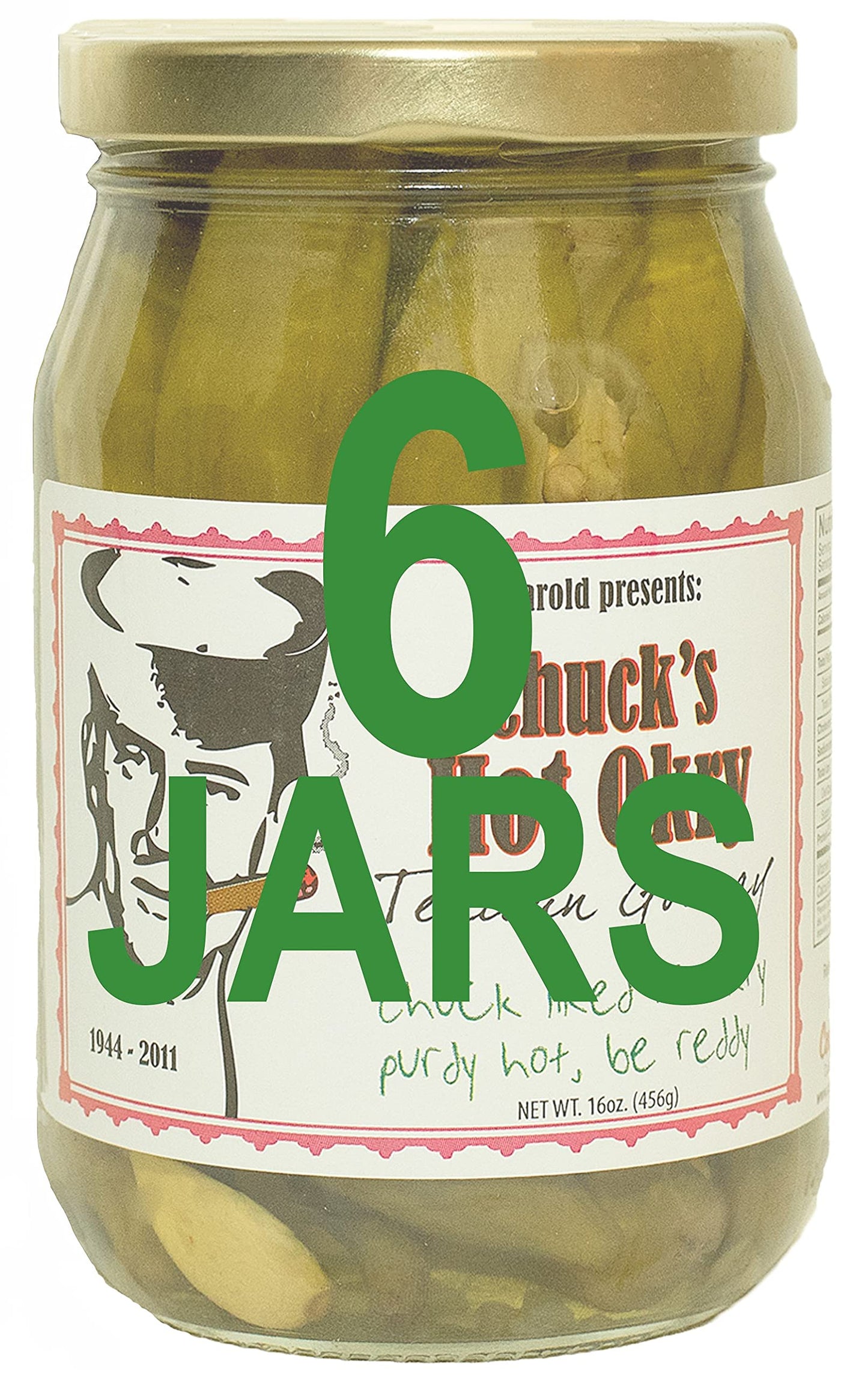Harold's - Chucks Hot Okra - Gourmet Spicy Okra - Packed With Fresh Garlic and Habanero - Made in Texas