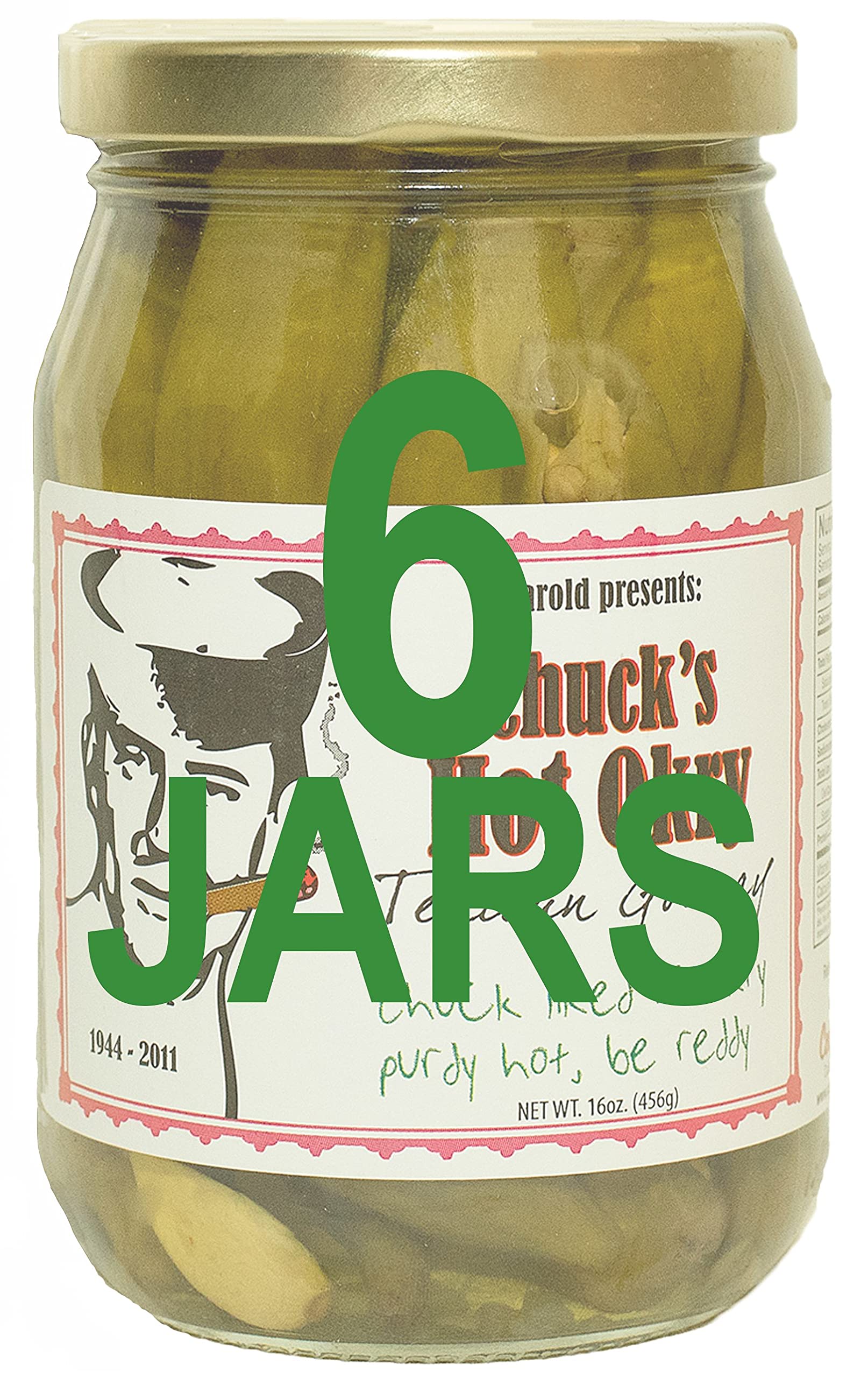 Harold's - Chucks Hot Okra - Gourmet Spicy Okra - Packed With Fresh Garlic and Habanero - Made in Texas