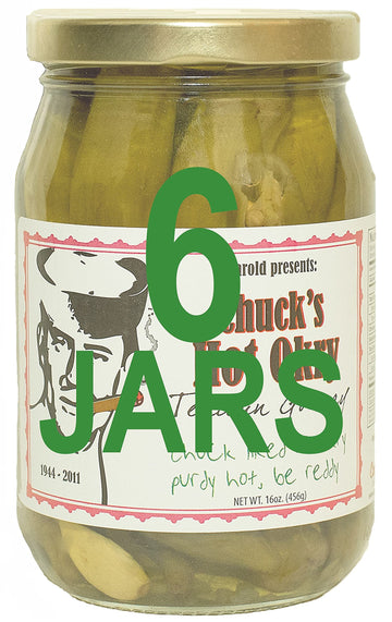 Harold's - Chucks Hot Okra - Gourmet Spicy Okra - Packed With Fresh Garlic and Habanero - Made in Texas