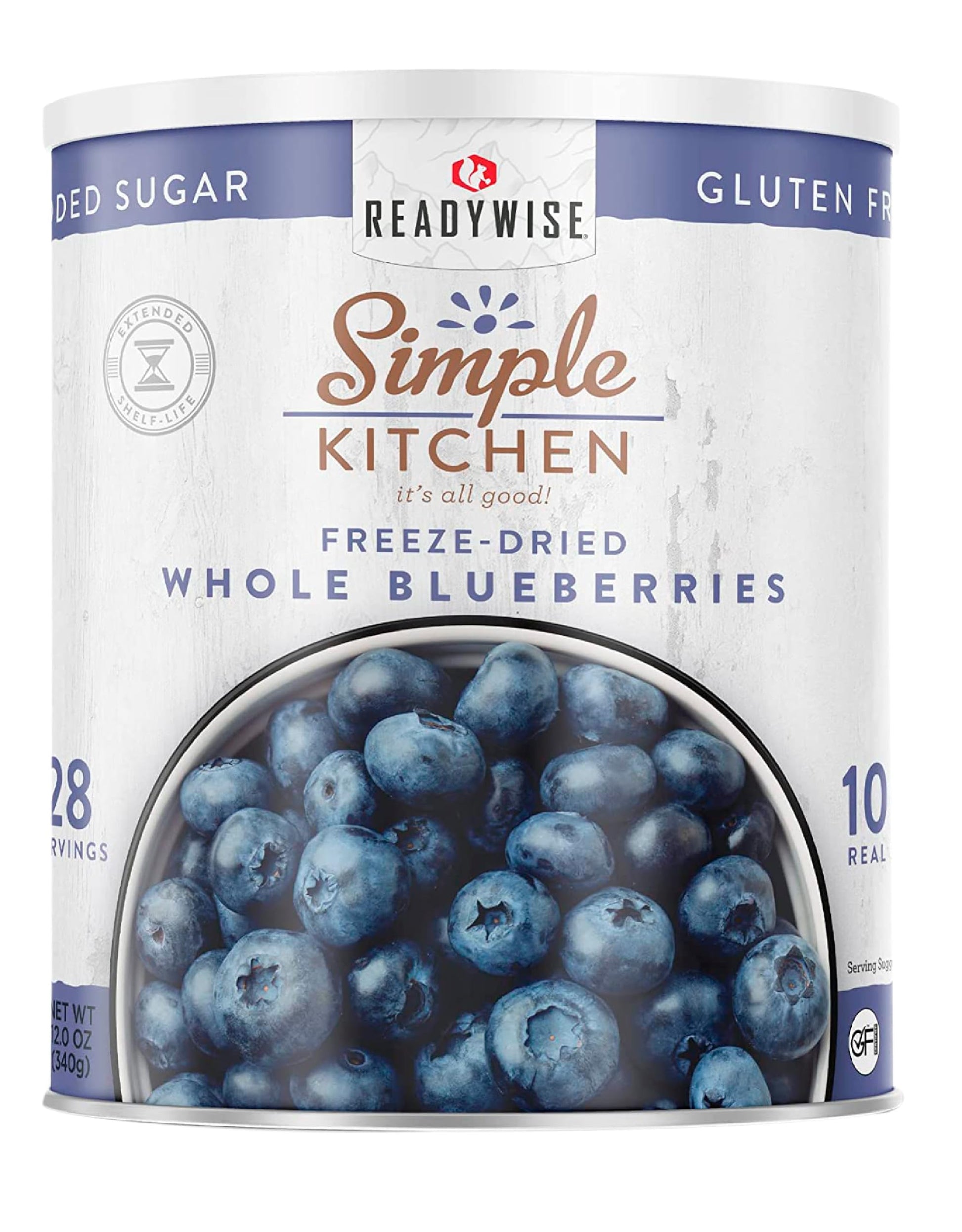 READYWISE - Simple Kitchen Freeze Dried Whole Blueberries, 28 Servings, Vegan, Gluten Free, Fruit Snacks, Emergency Supplies, De