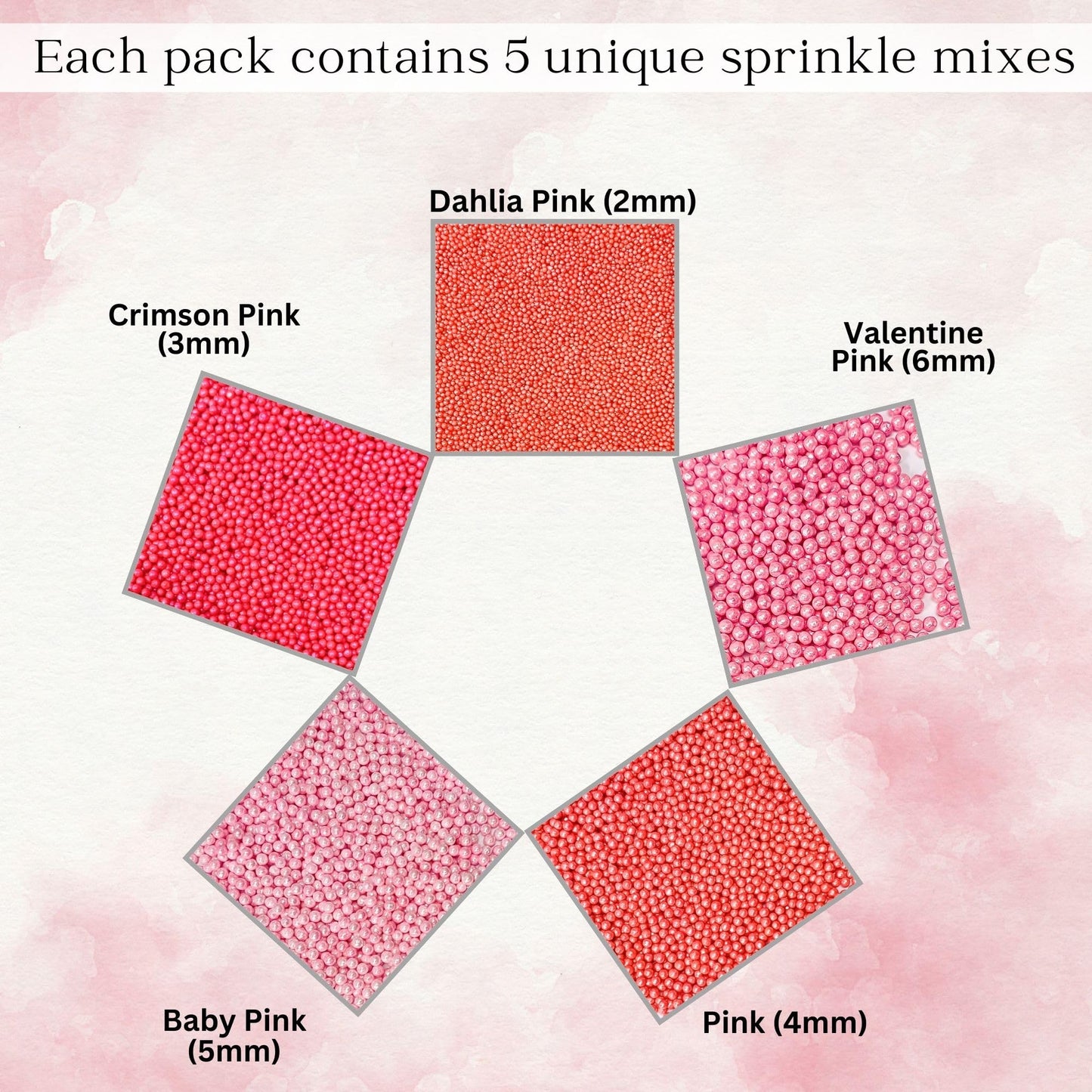 Confect Pretty In Pink Pearl Sprinkles Mix - Pink Sprinkles | Edible Baking Decorations For Cakes, Cupcakes, Cookies - Valentine