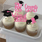 YCTHUNFISH Graduation Cupcake Toppers, 30 Pack, Pink, Glitter Congrats Grad Cap & Diploma Decorations for Class of 2025 Party Supplies