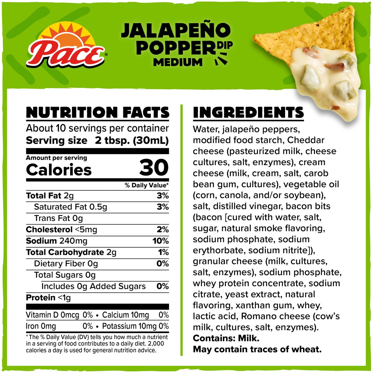 Pace Jalapeno Popper Dip, 11 oz Microwavable Bowl (8 Pack)