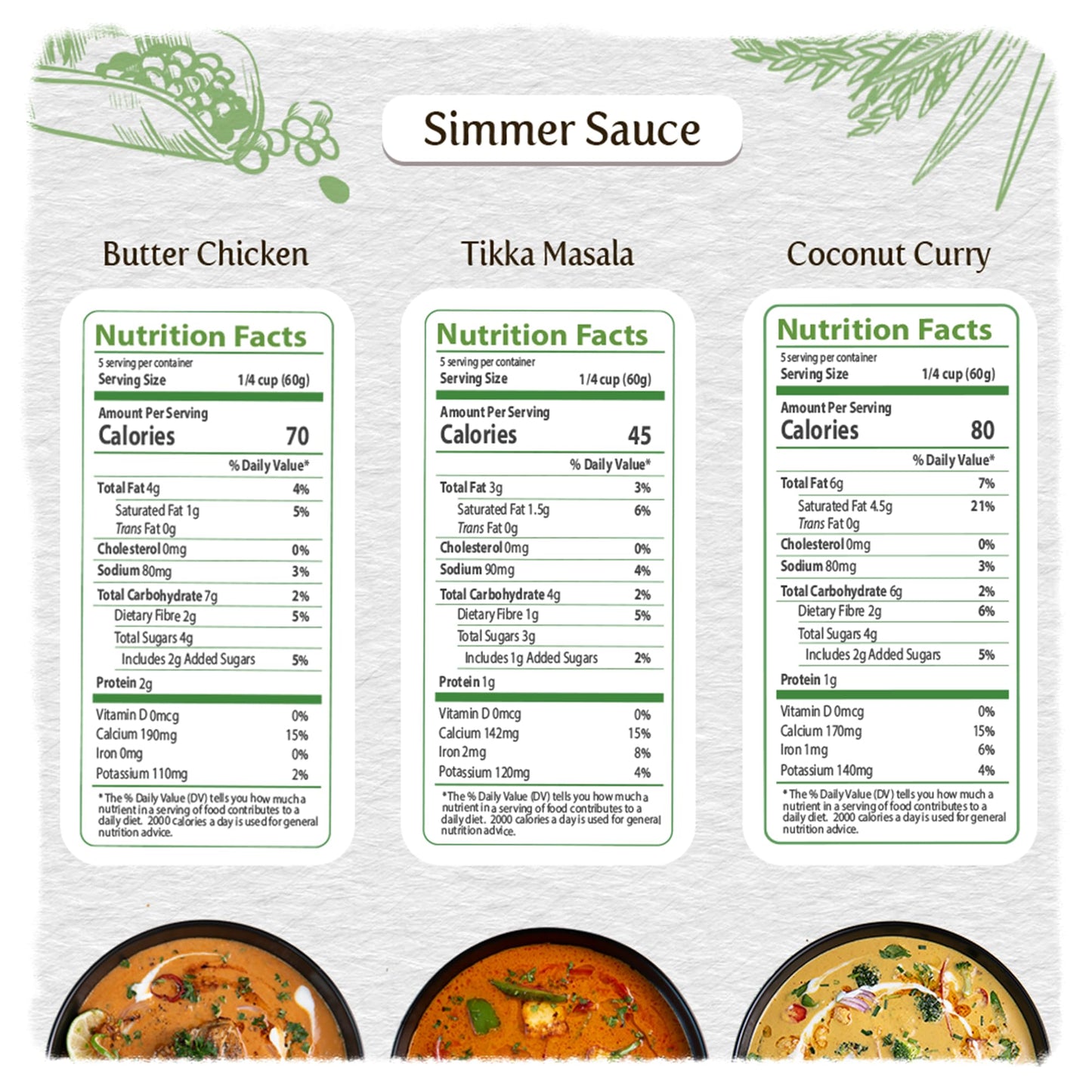 Food Earth Indian Simmer Sauces - Butter Chicken, Coconut Curry & Tikka Masala - Organic, Vegan, Gluten-Free Cooking Sauces (6 P