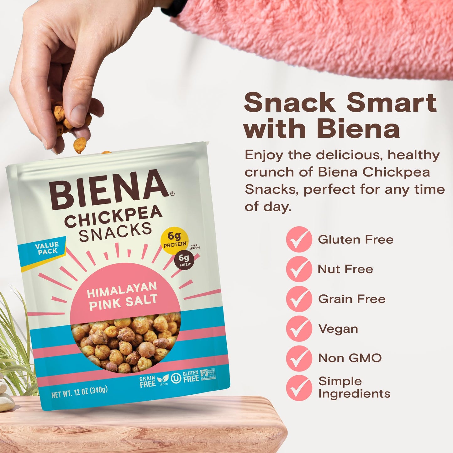 BIENA Chickpea Snacks - Crunchy Roasted Chickpeas - High Fiber Vegan Protein Snacks for Adults and Kids - Individual Pack - Hima