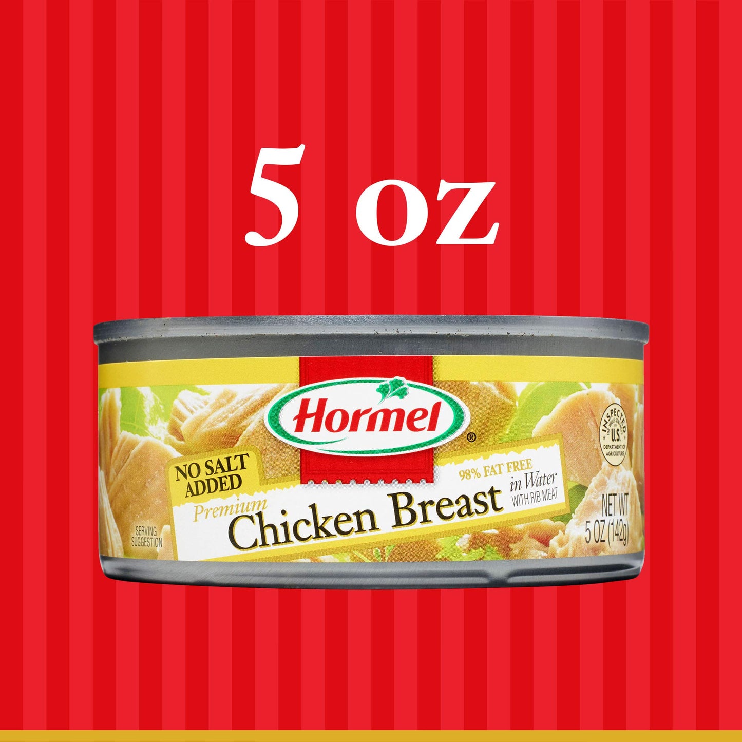 Hormel Premium Canned Chunk Chicken Breast, No Salt Added, 5 Ounce (Pack of 12)