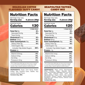Taffy Candy Mix - 2 Pound Bag (150 Count) - Individually Wrapped Vanilla  Chocolate  Strawberry Caramels and Coffee Chews - Assorted Candy Variety Pack