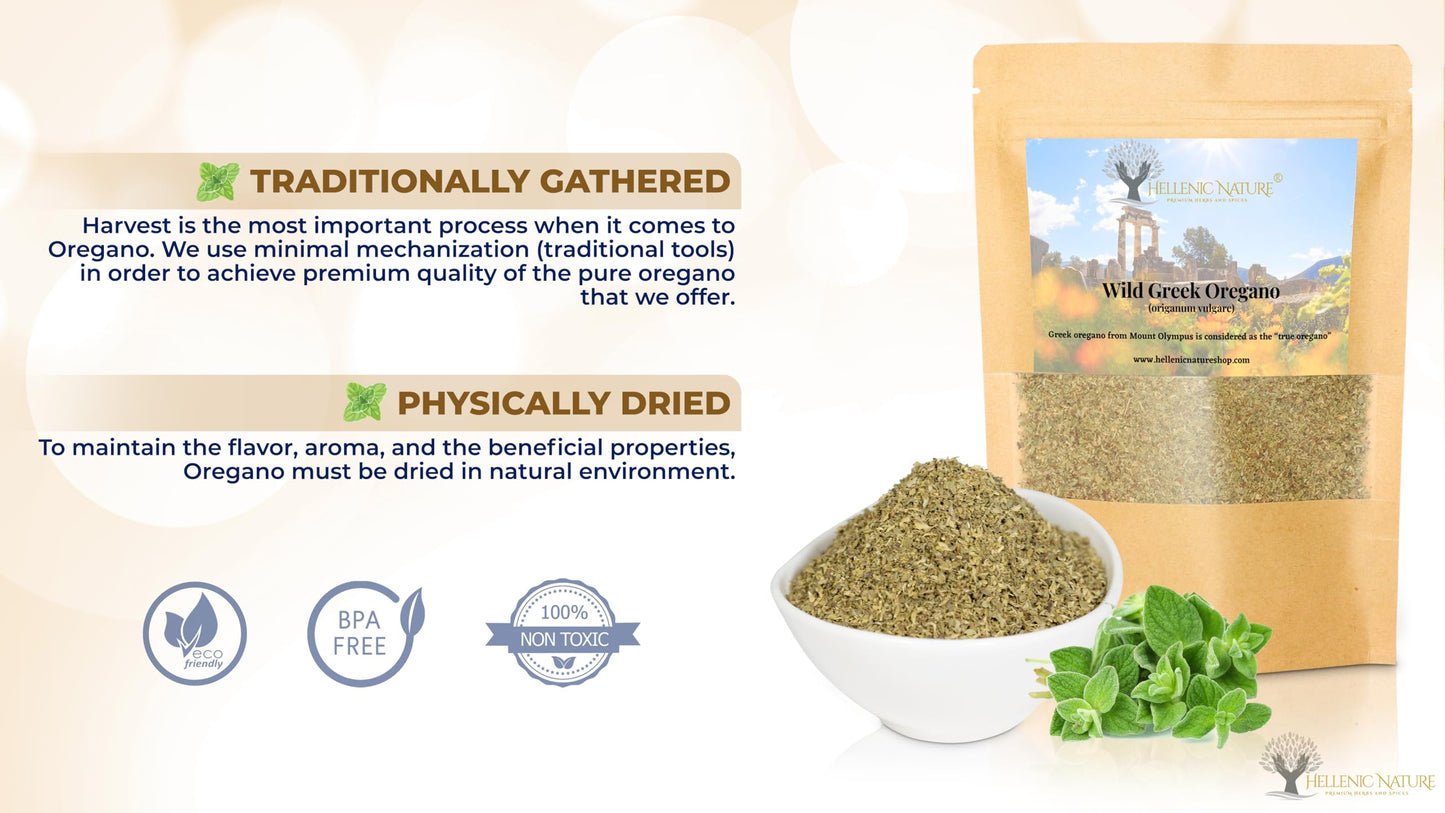 HELLENIC NATURE Oregano Dried Herb, Premium Quality, Handpicked, 1.41 Ounce Pack, Mediterranean Seasoning, ZipLock Freshness