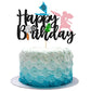 1Pcs Moa Inspired Cake Topper Black Glitter Palm Leaf Flower Happy Birthday Cake Pick Decoration For Tropical Hawaiian Luau Them