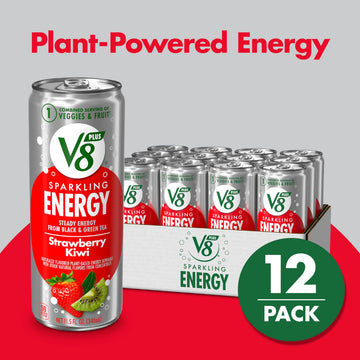 V8 +SPARKLING ENERGY Strawberry Kiwi Energy Drink  Made With Real Vegetable And Fruit Juices  11.5 FL OZ Can (Pack Of 12)