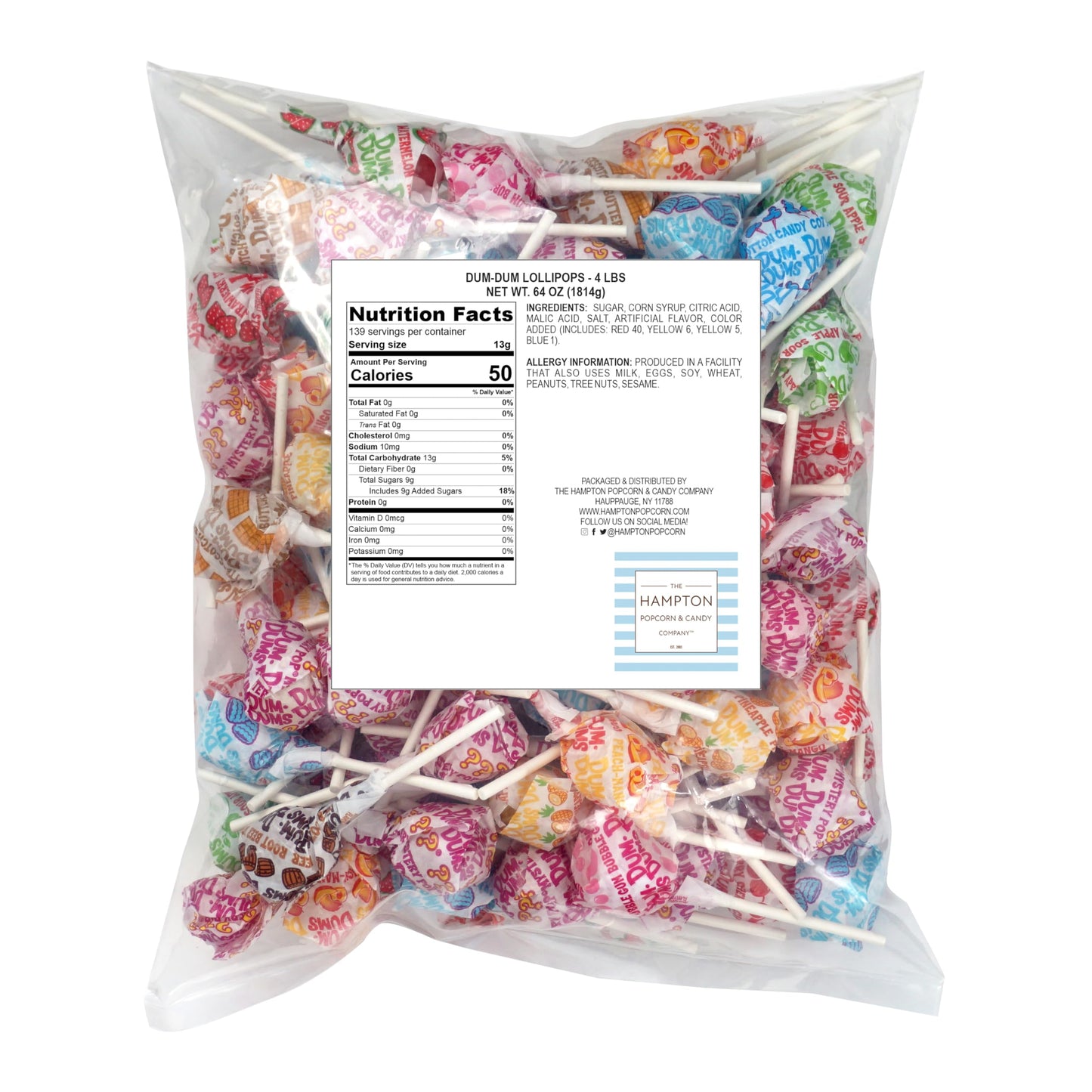 Dumdums Original Mix Lollipops, 4 Lb Bag (240 Pieces Approx.), Gluten Free Hard Candy, Assorted Flavors, Individually Wrapped Lo