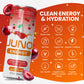 JUNO ENERGY Organic Cherry Sparkling Drink - Sugar Free Electrolytes  Energizing and Hydrating with 125mg Organic Caffeine from Green Coffee Beans  Organic Monk Fruit  Organic Sour and Black Cherry Juice & Electrolytes - Vegan  Gluten Free  12 Pack