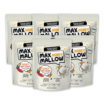 Max Mallow Hot Stuff Mini HONEY Marshmallows - Gut Friendly, Gluten Free, No Refined Sugars, Real Wildflower Honey, Collagen-Inf
