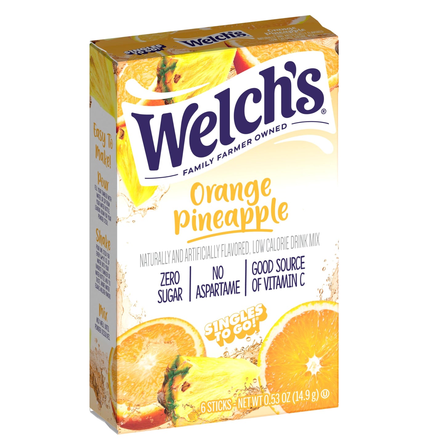 Welch's Singles To Go Water Drink Mix - Orange Pineapple, 72 Servings (12 Boxes, 6 Packets Each) - Flavorful Hydration on the Go!