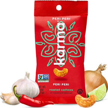 Karma Nuts Peri Peri Chili Spiced Cashews | 1.5 Oz - 12 Pack | Whole Cashews | Air Roasted, No Oil | Natural, Minimally Processe