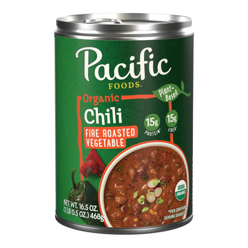 Pacific Foods Organic Fire Roasted Vegetable Chili, Plant Based, 16.5 Oz Can(Pack Of 1)