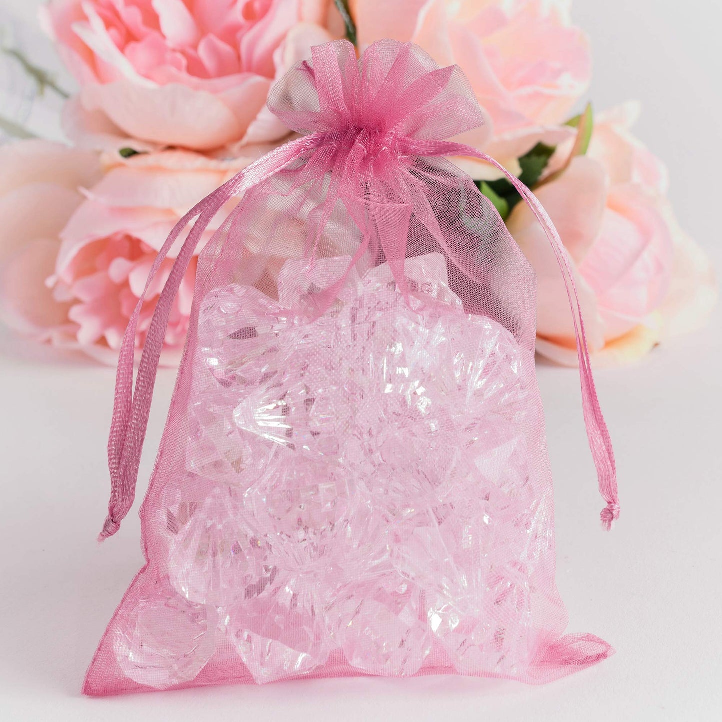 100 Pack 5X7 Inch Mini Sheer Drawstring Organza Transparent Bags Jewelry Sack Pouches For Wedding, Party Decorations, Arts  Craf