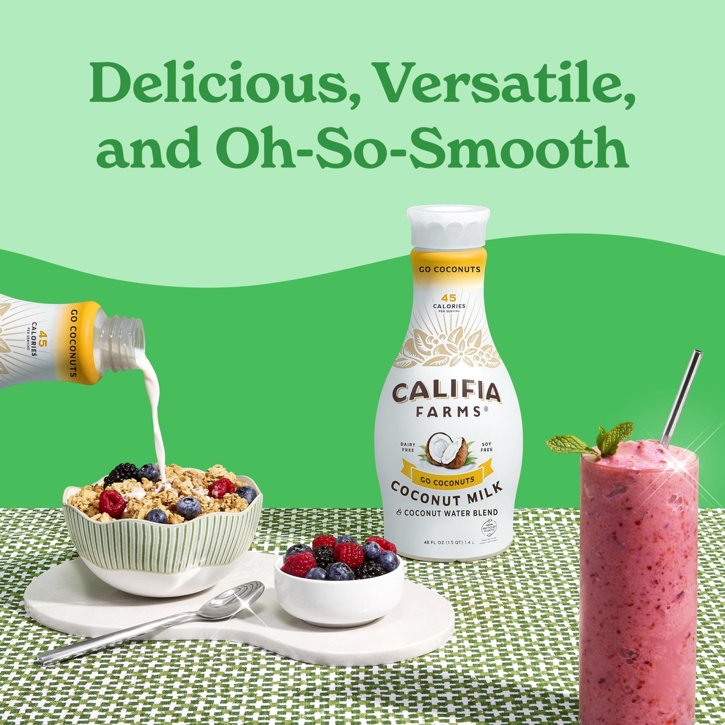 Califia Farms - Coconut Milk & Coconut Water Blend, Go Coconuts, 48 Oz | Dairy Free | Plant Based | Nut Milk | Vegan | Non-GMO |