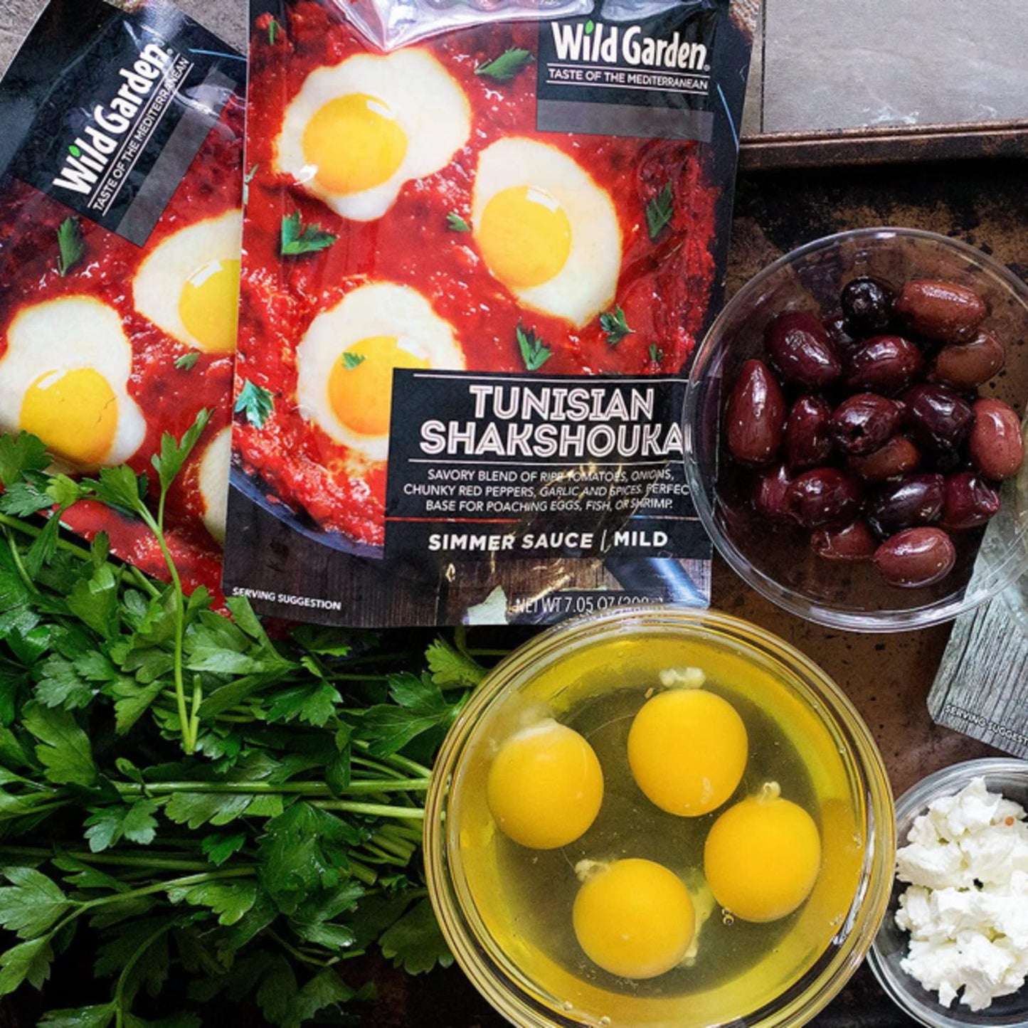 Wild Garden Ready-To-Use Marinade  Gourmet Tunisian Shakshouka Simmer Sauce  Authentic Recipe with No Additives  No Preservatives  Perfect for Eggs! 7.05oz (Pack of 6)