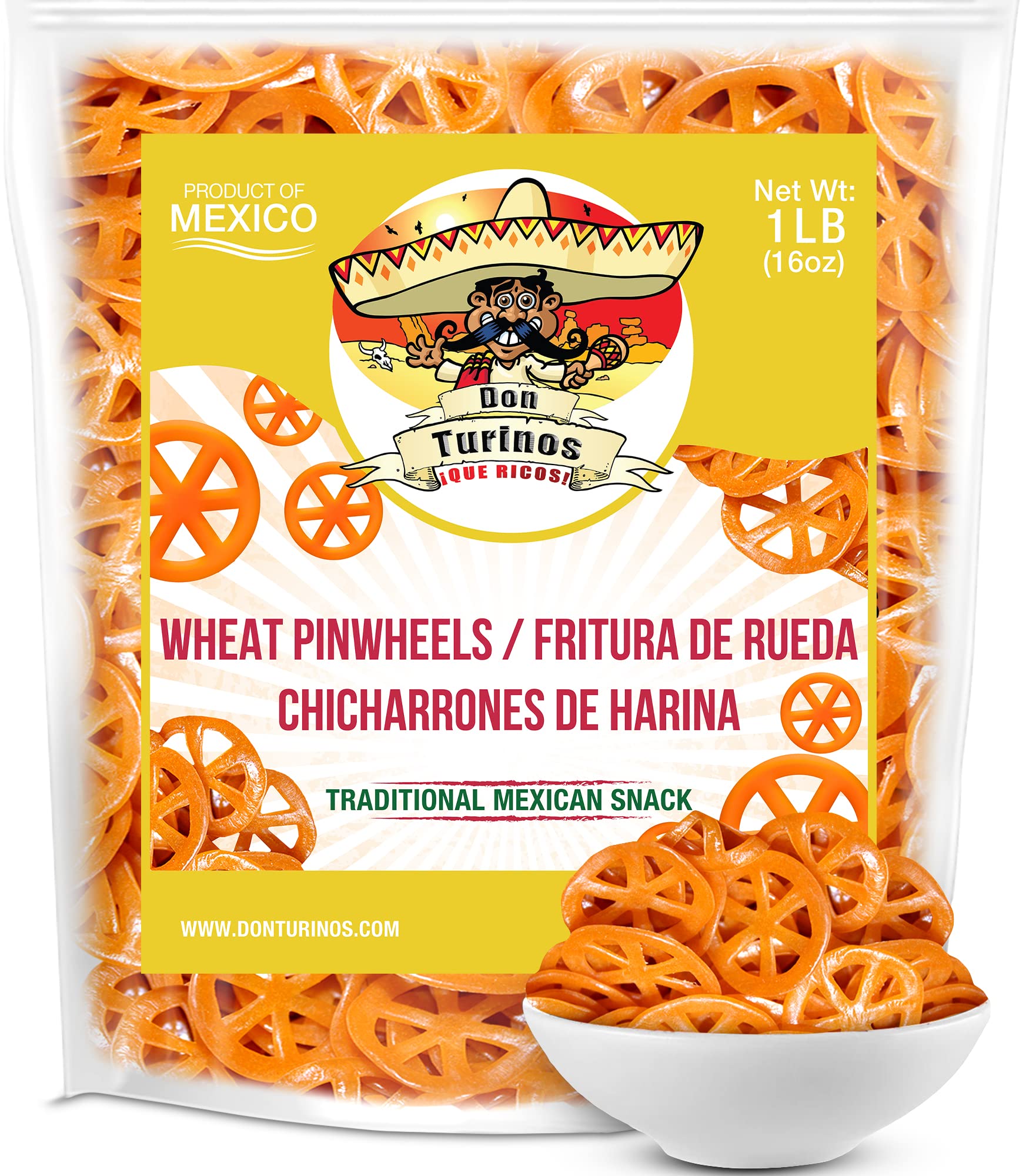 Duritos (Duros) Pinwheels Wheat Snacks 1Lb - Mexican Wheat Wheel Pasta - Chicharrones De Harina - By Turinos