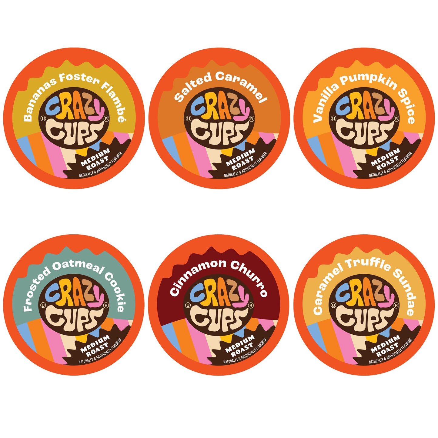 Crazy Cups Flavored Coffee Pods Variety Pack - 24 Count for Keurig - Recyclable Single Serve Cups, Model SYNCHKG125398