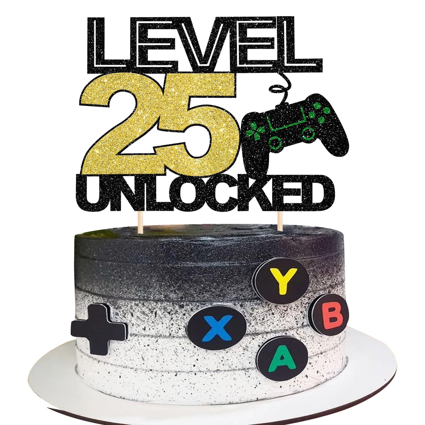 1 Pack 25Th Birthday Video Game Cupcake Toppers Gaming Level Unlocked Game On Controllers Cupcake Picks Game Theme Baby Shower Kids Boys Girls 25Th Birthday Anniversary Party Cupcake Decorations