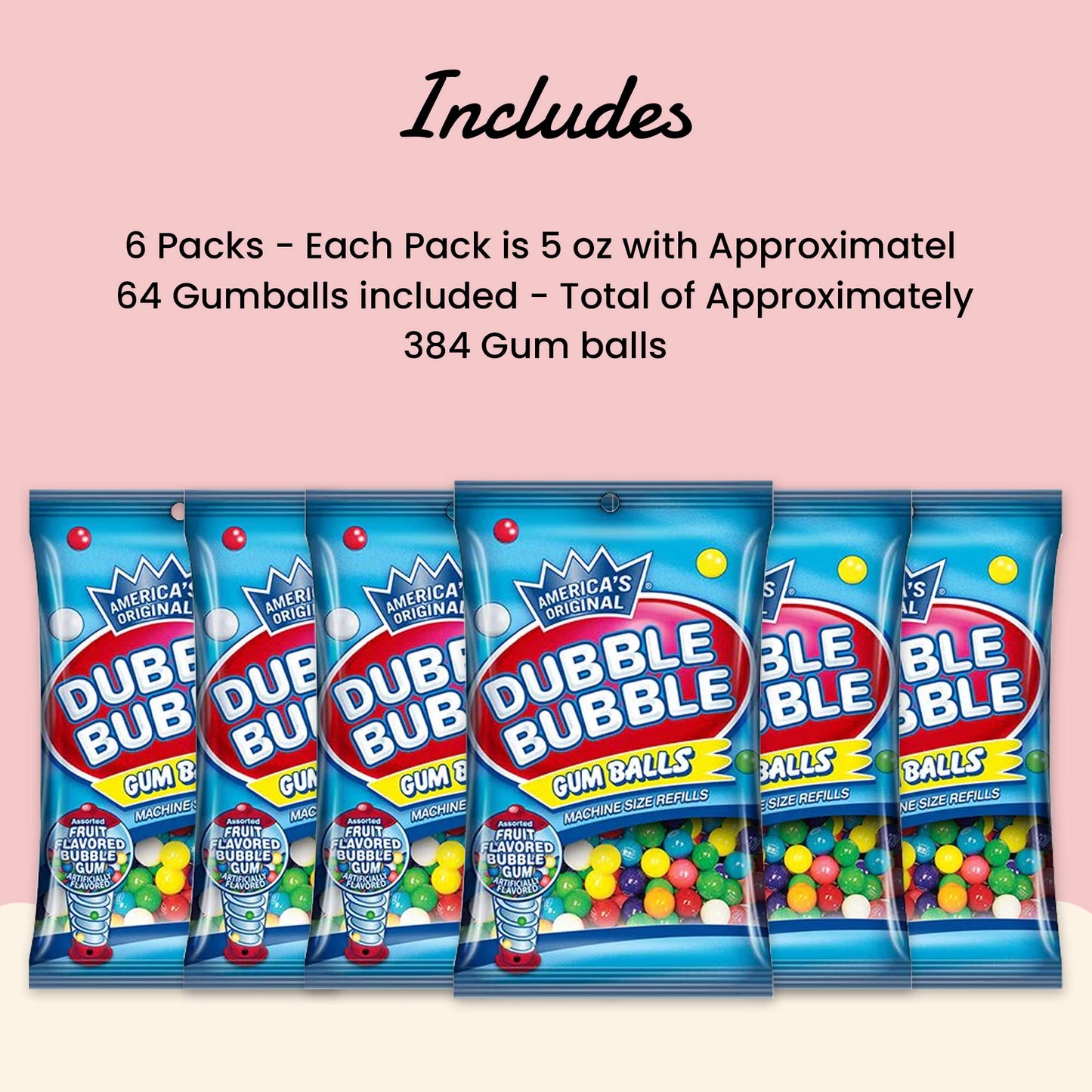 Refill Gumballs For Gumball Machine - Refill Bubble Gum 30 Oz - 6 Pack Of Double Bubble Gum Ball Candies - Christmas Holiday Gift Antique Style For Bubble Gum Machine -With Keychain - Playo