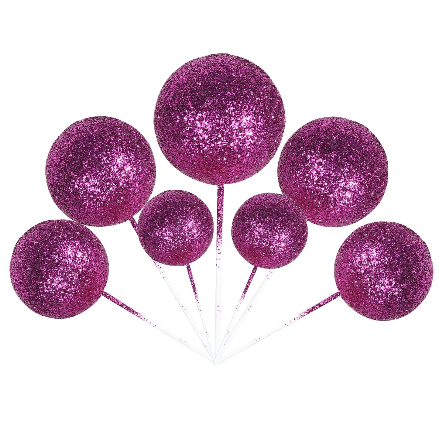 24 Pcs Glitter Ball Cake Toppers Balls Cupcake Toppers Foam Ball Shaped Cake Picks Mini Balloon Cake Insert Decoration For Weddi