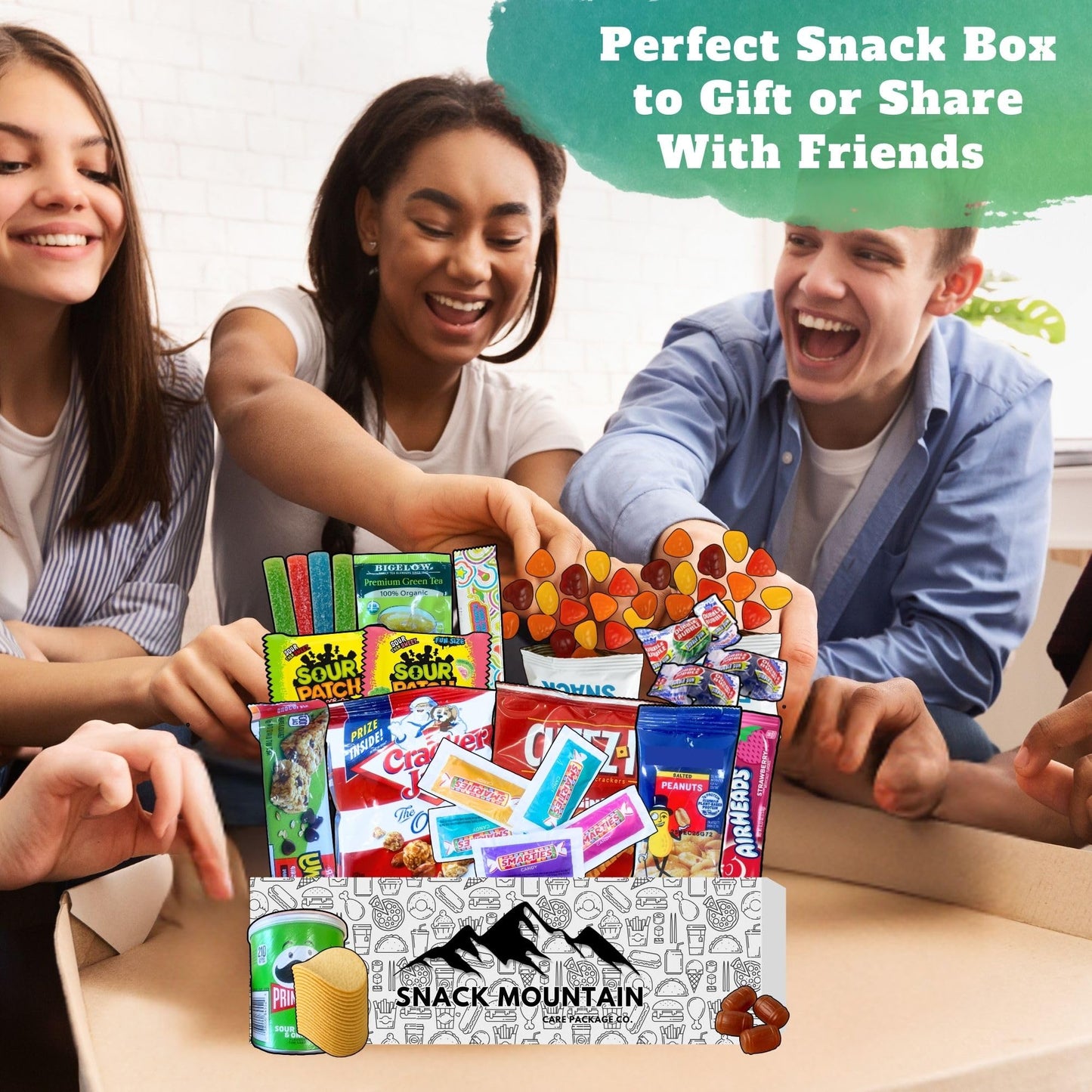 Snack Mountain Snack Box Variety Pack - 25 Piece Assortment for mature-themeds, Teens, College Students, and Kids Care Package