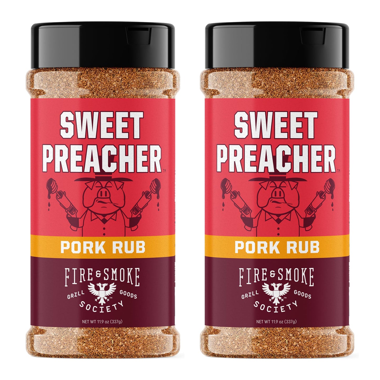 Fire & Smoke Society BBQ Pork Rub Seasoning, 11.9 oz (2-Pack), Ideal for Smoking and Grilling Meat, Poultry, and Ribs