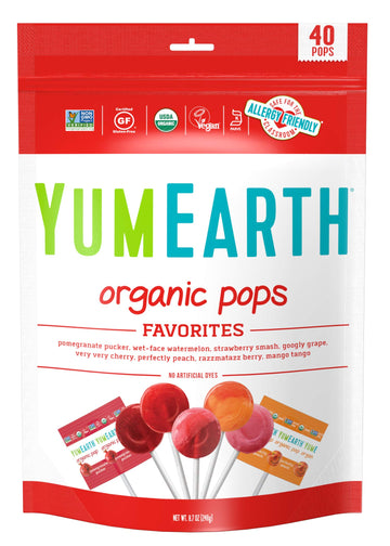 Yumearth Organic Lollipops, Assorted Flavors, 8.5 Ounce, 40 Lollipops - Allergy Friendly, Non Gmo, Gluten Free, Vegan (Packaging