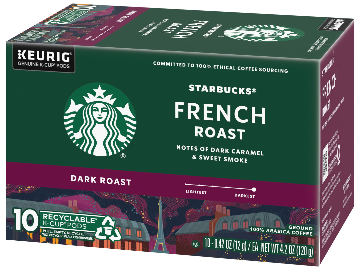 Starbucks K-Cup Pods, French Roast Dark Roast Coffee, 10 Count (Pack of 2)